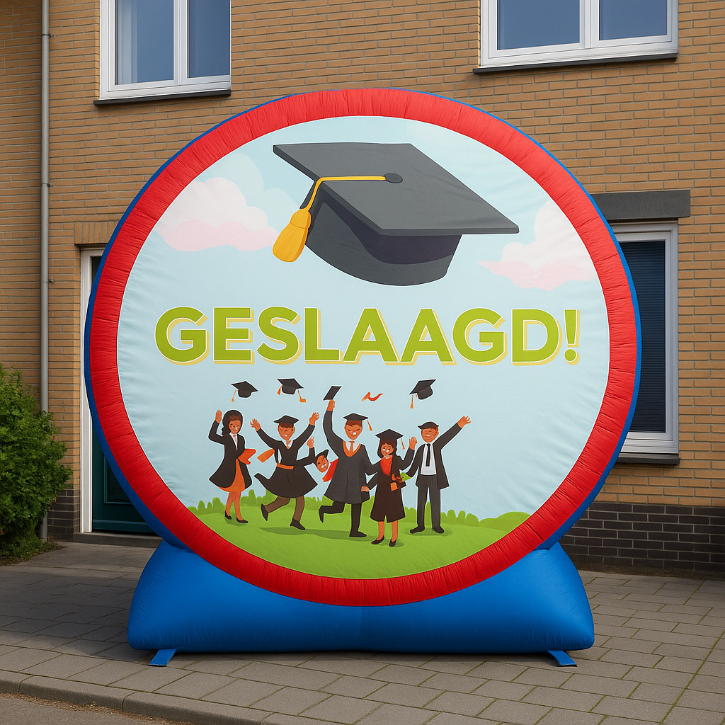 Sarah Abraham Express - opblaasbaar verkeersbord huren voor geslaagd feest